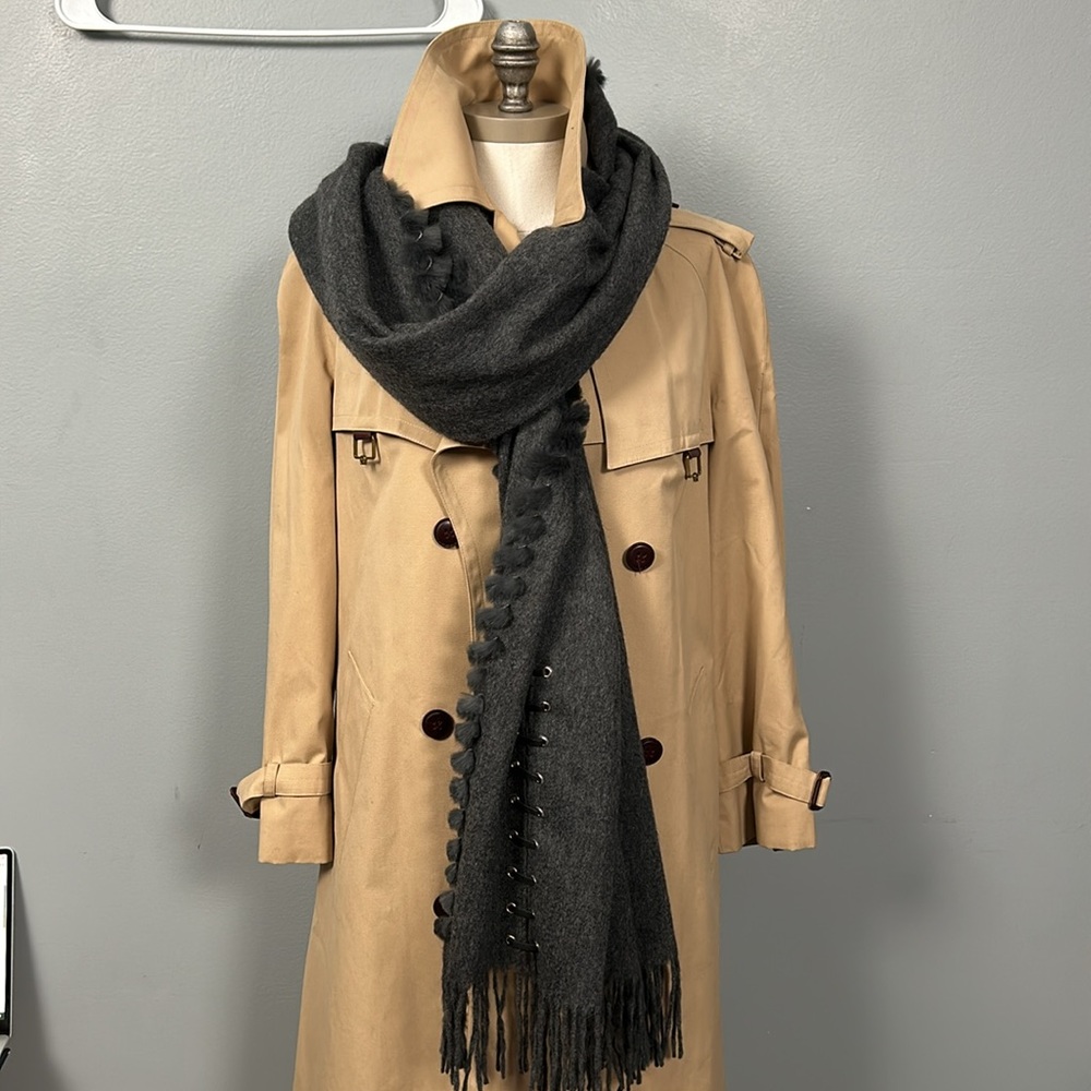 Cashmere Wool Blend Large Fringe Scarf Wrap